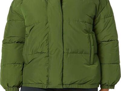 Puffer Jacket Women's Relaxed Fit Mock-Neck