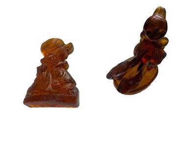 Amber Glass Bookends Door Stop Vintage