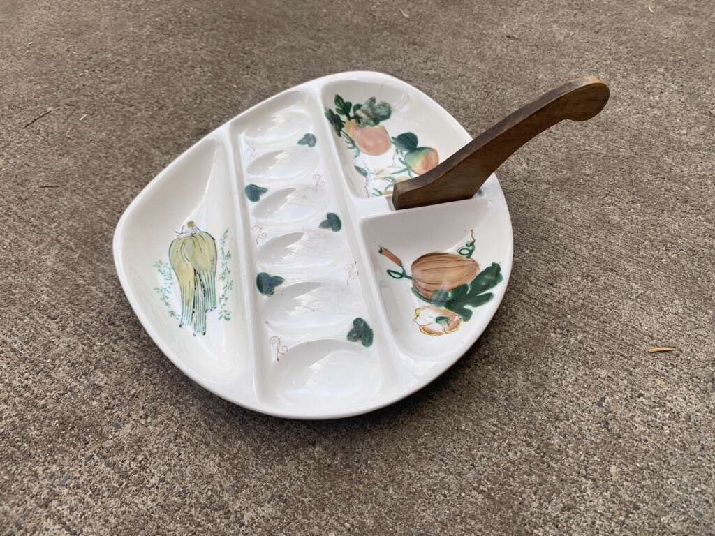 Vintage Ceramic Deviled Egg, Relish Platter Tray