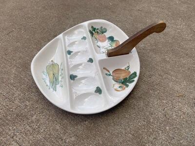Vintage Ceramic Deviled Egg, Relish Platter Tray