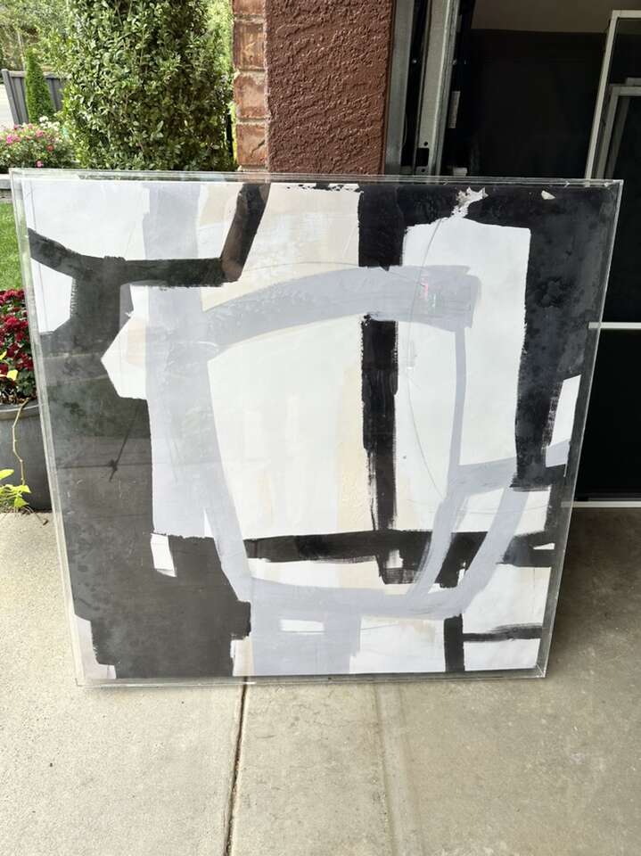 Canvas Contemporary Art With Acrylic Cased Frame