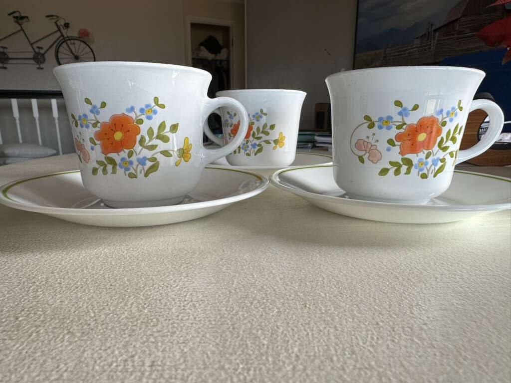 Vintage Corelle Cup And Saucer Set Of 8