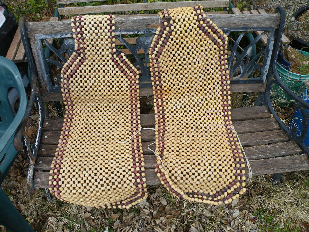 2 Wood Beaded Seat Cushions