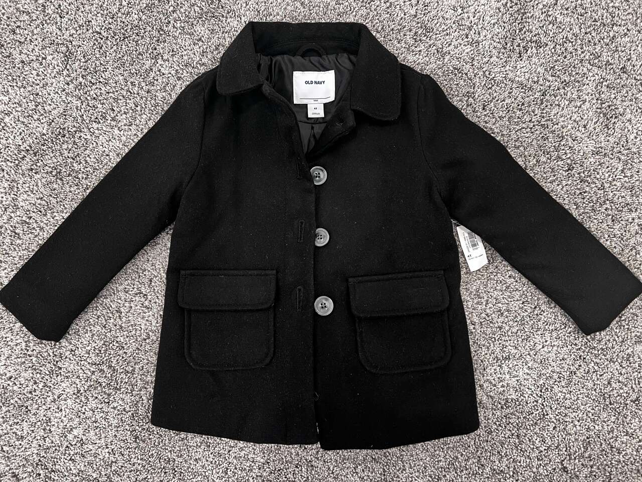 BRAND NEW Girls 4T Black Old Navy Pea Coat