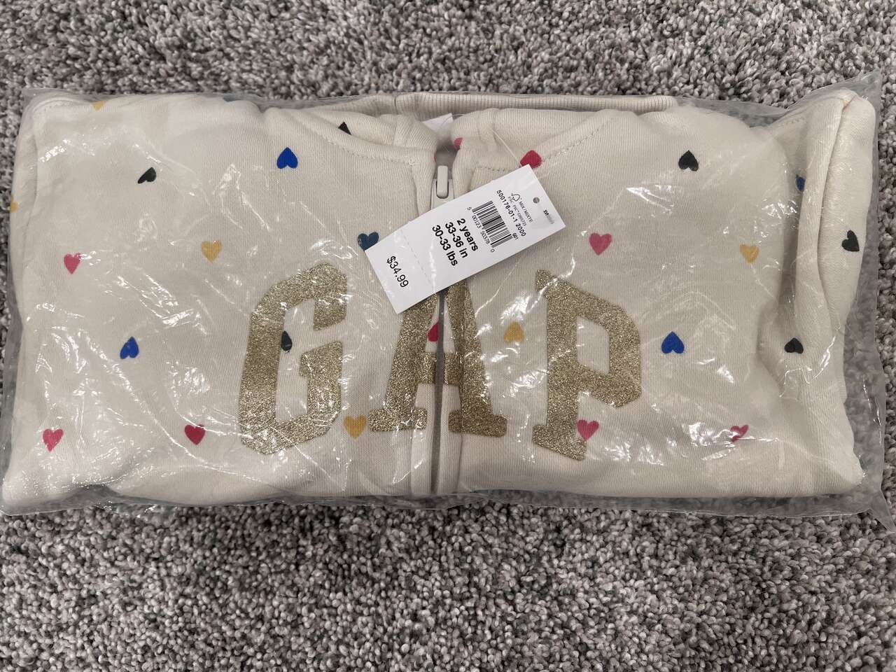 Toddler Gap Zippered Hoodie with Hearts