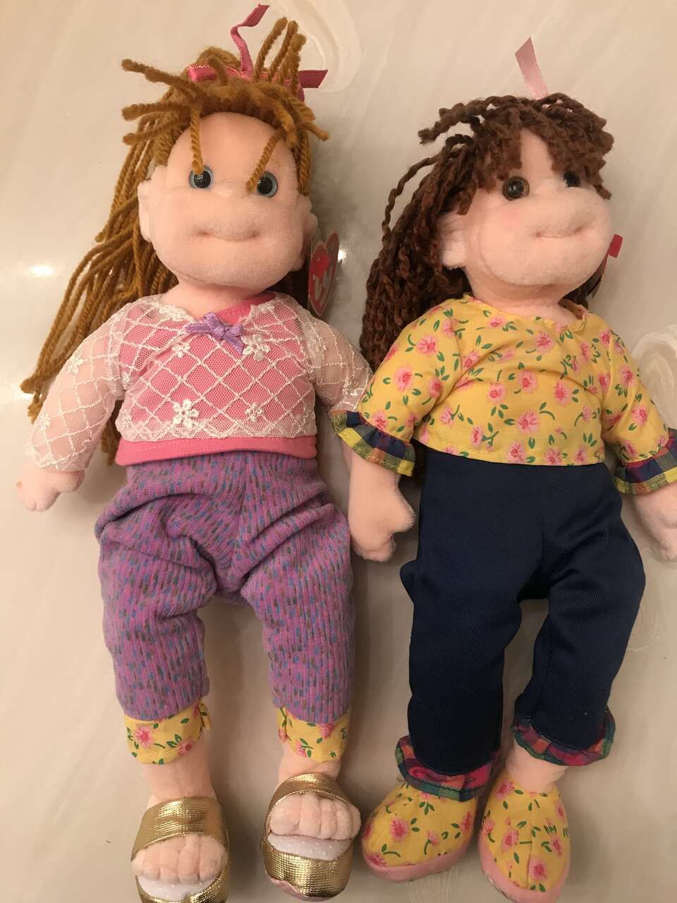 Lot 2 TY Doll Teenie Beanie Bopper Rockin Rose Loveable Lulu plush toy figure