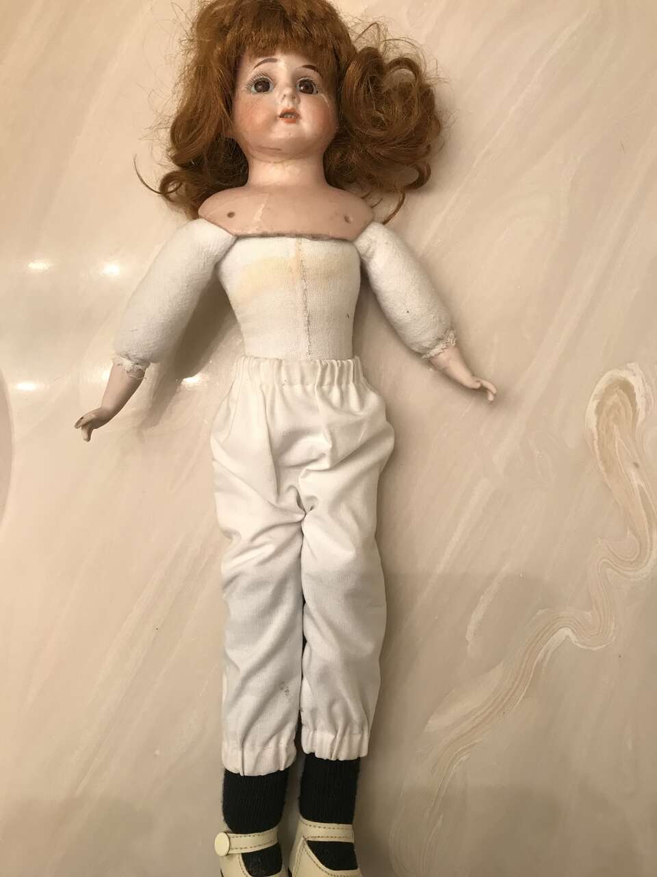 Antique Louis Wolf and Co. Bisque Porcelain Cloth Body 16 inches Doll figure