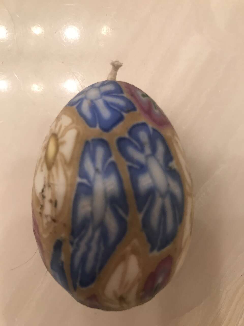 Easter egg candle wax hand designed floral multicolored colors decor flowery molded