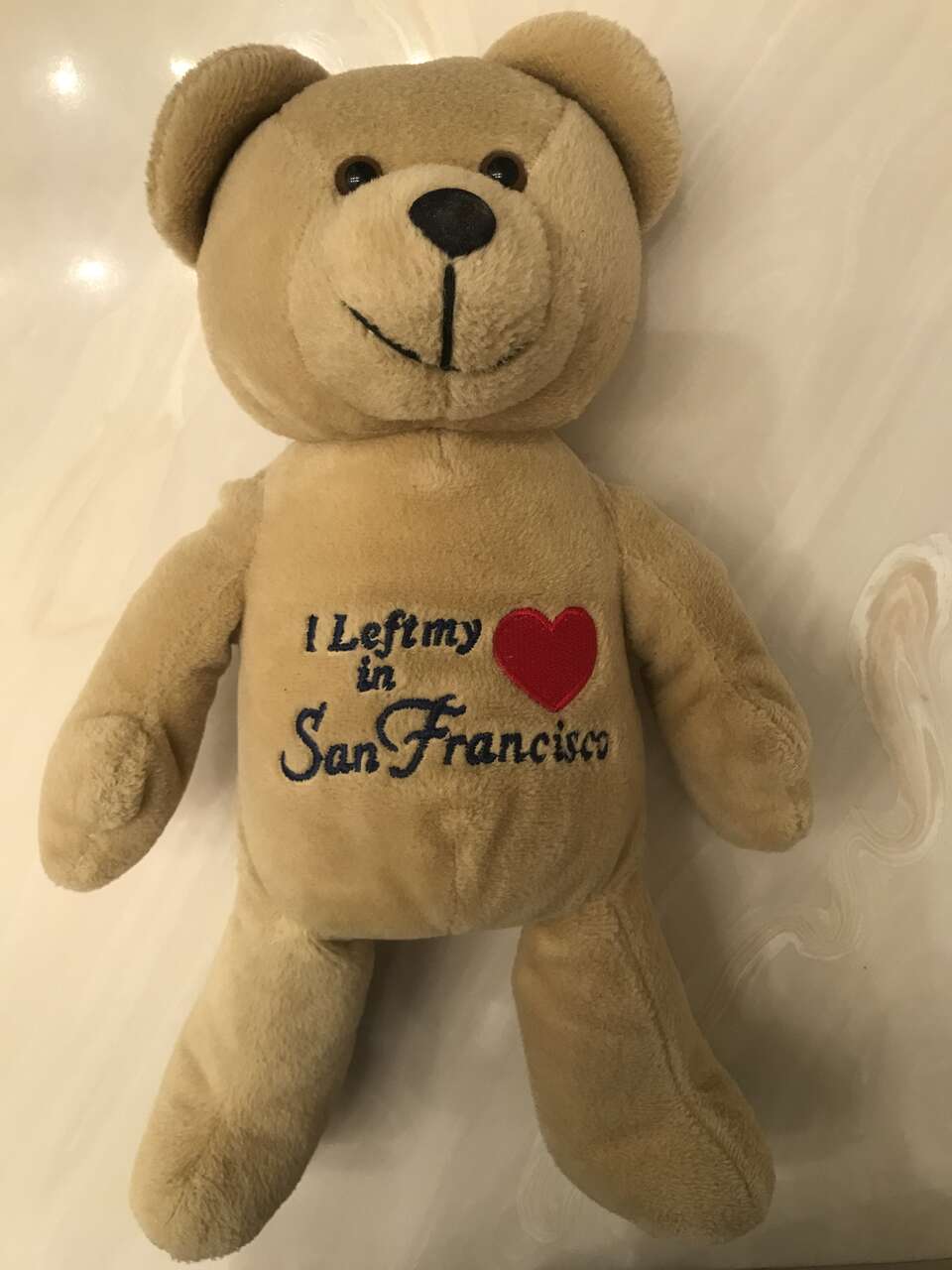 13" I left my heart in San Francisco plush musical teddy bear wind up  1998 well made, strong stitching