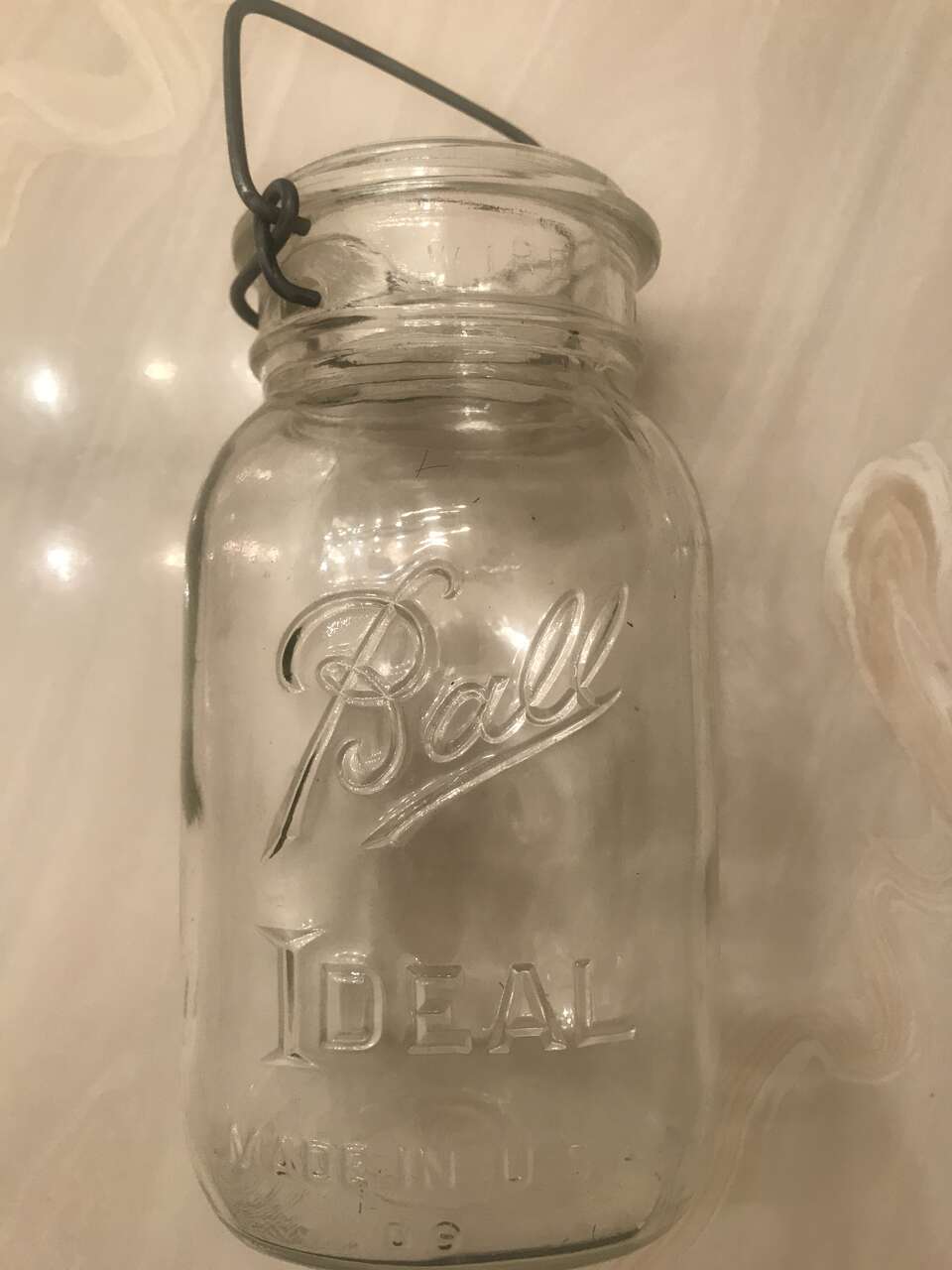 Vintage Clear Glass Ball Ideal Mason Canning Jar D 9 No Lid 1 Quart wire bail