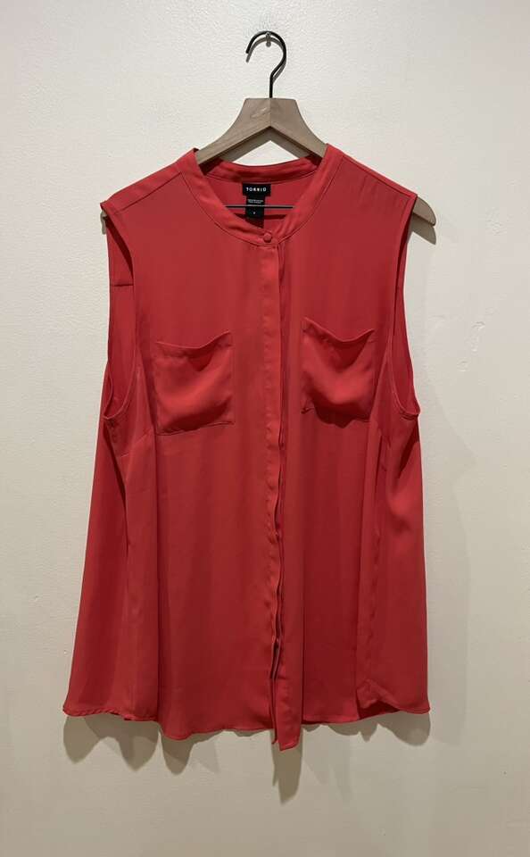 Torrid Coral Pink Red Sleeveless Blouse Top - 2X