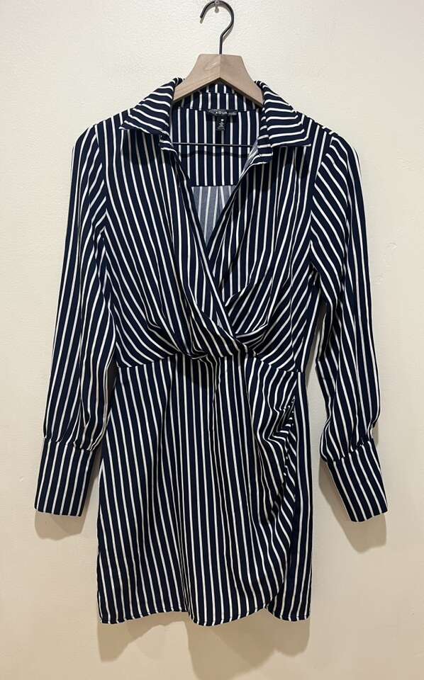Aqua Brand Navy Blue Blouse Dress Size Medium