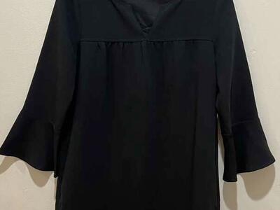 Madewell Starland Black Shift Dress W/ Bell Sleeve