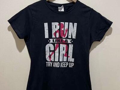 Run Like a Girl Black and Pink T-Shirt Size Small