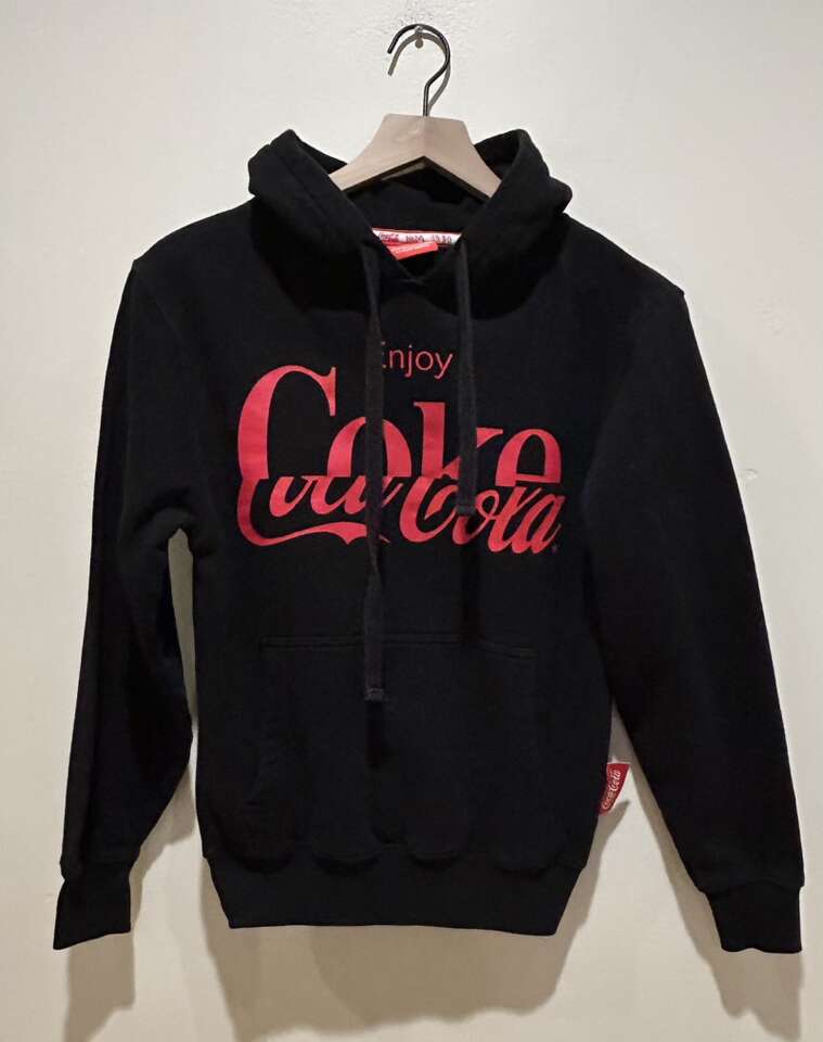 Coca-Cola Black and Red Hoodie Sweatshirt - XS