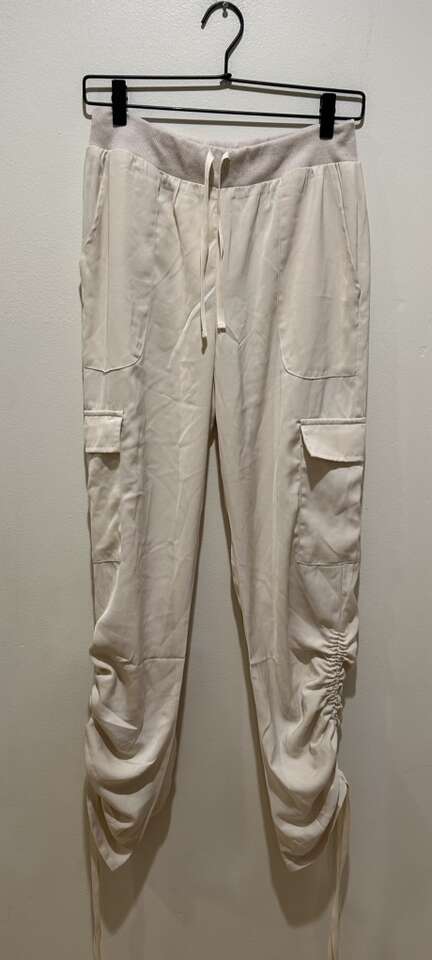 Superdown Beige Cream Silky Feel Cargo Pants