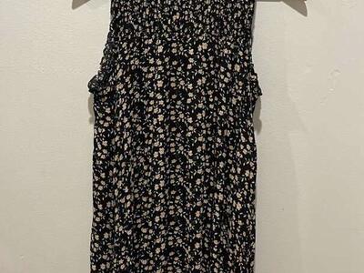 Bohme Black and Cream Floral Babydoll Dress Small