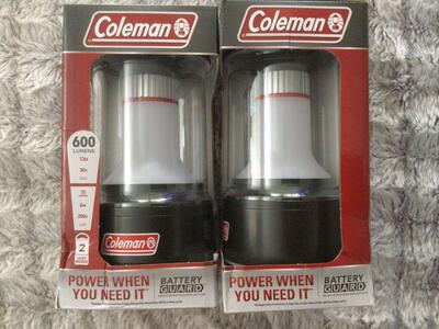 (2) Coleman 600 Battery Lumens Camp Lanterns.