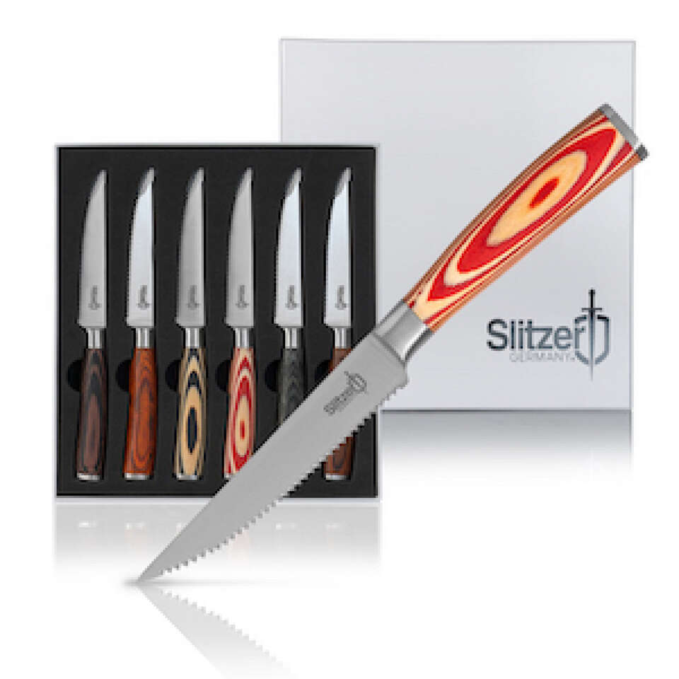 Beautiful 6-Piece 9" Pakka Wood Steak Knife Set