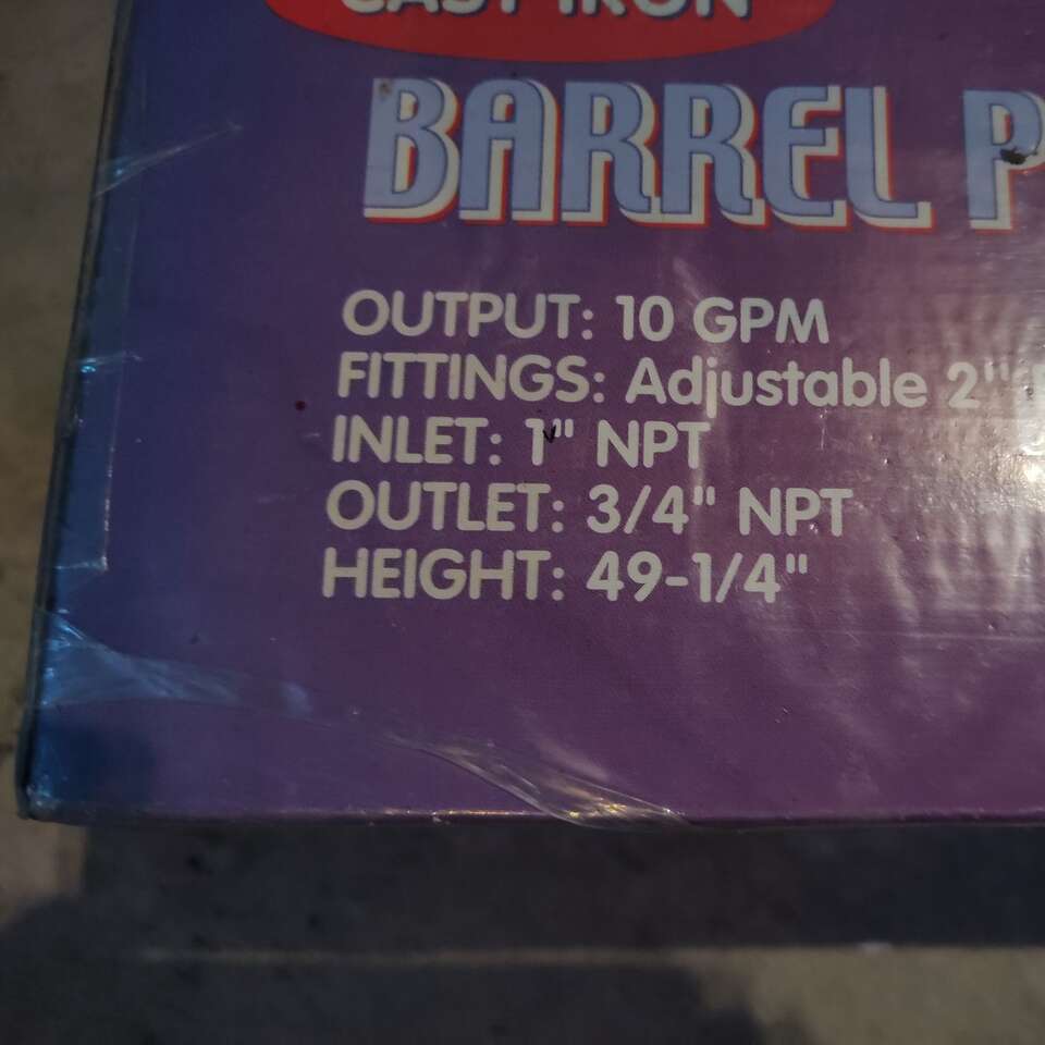 Cast iron barrel pump , new in container , 10 GPM