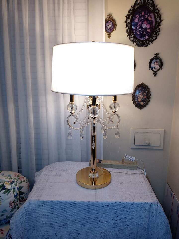 Lamp Table Aurelia Jeweled Gold Metal Candelabra Style Like New