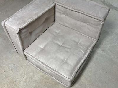Pottery Barn Teen Tufted Suede Floor Lounge Corner Chair NEW