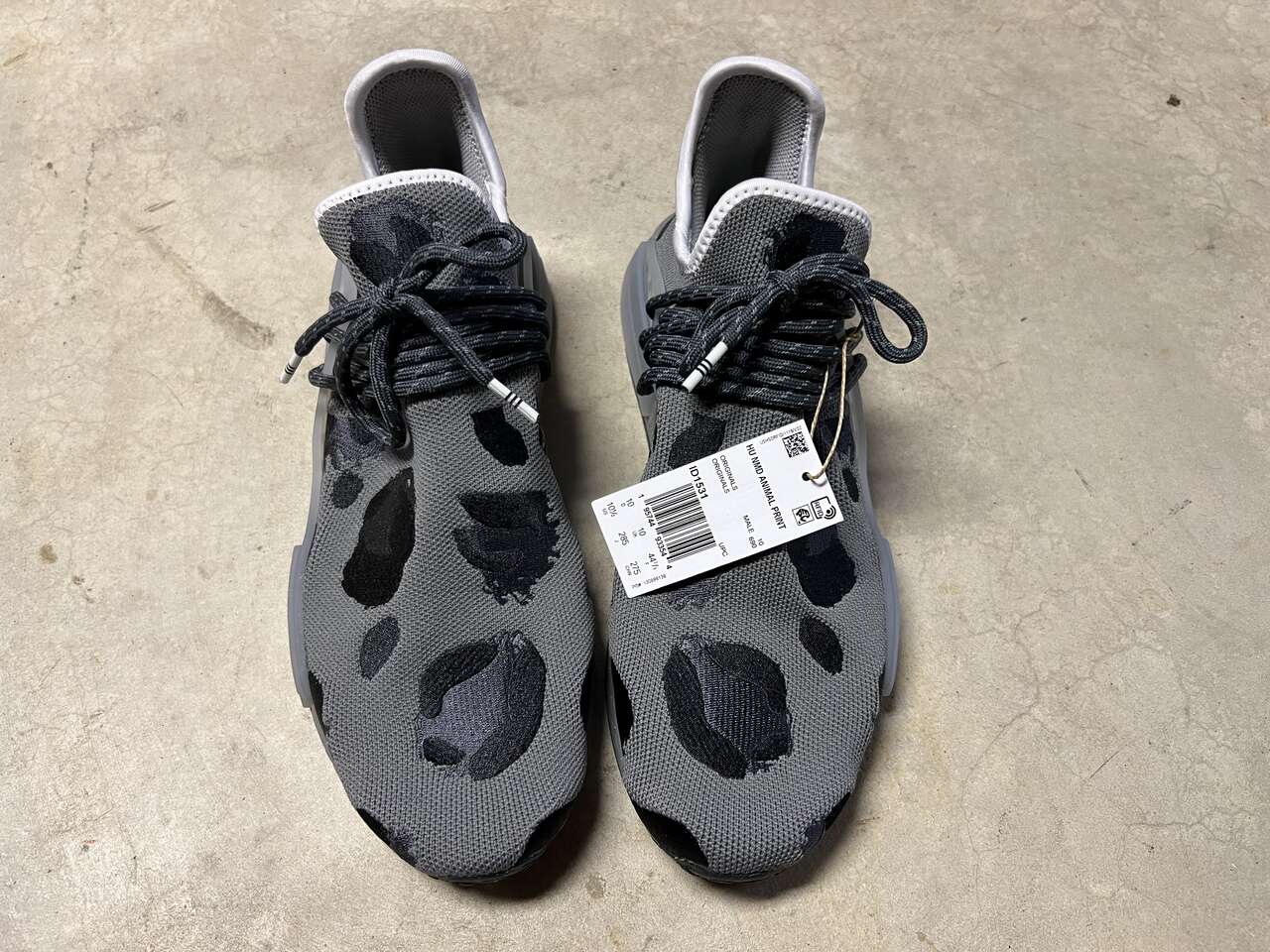 Adidas NMD Human Race x Pharrell Gray Cheetah Animal Print - Size 10.5 - NEW - ID1531