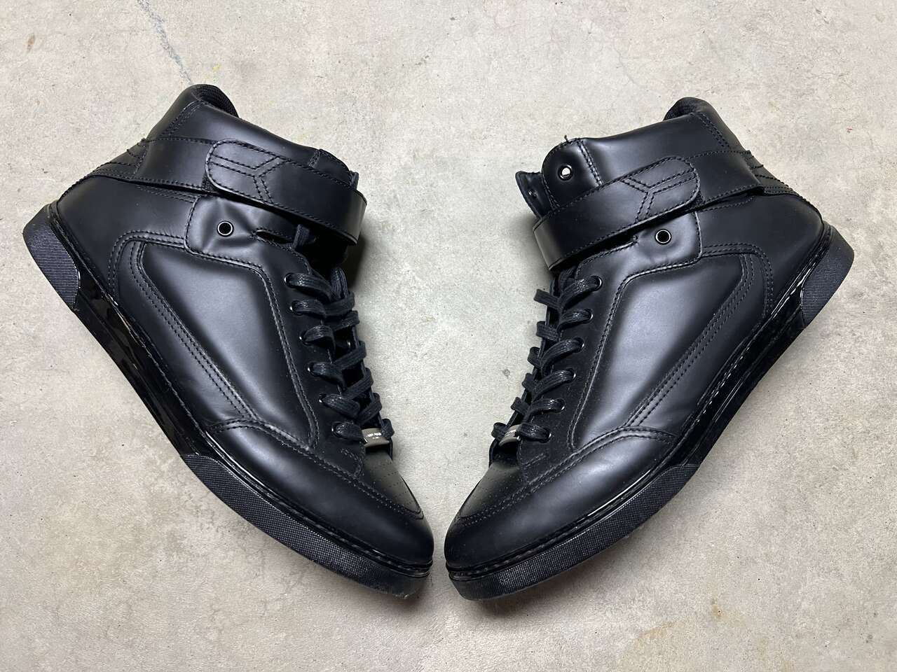 Yves Saint Laurent YSL Men's Black High Top Leather Sneakers Shoes - Fits Size 12