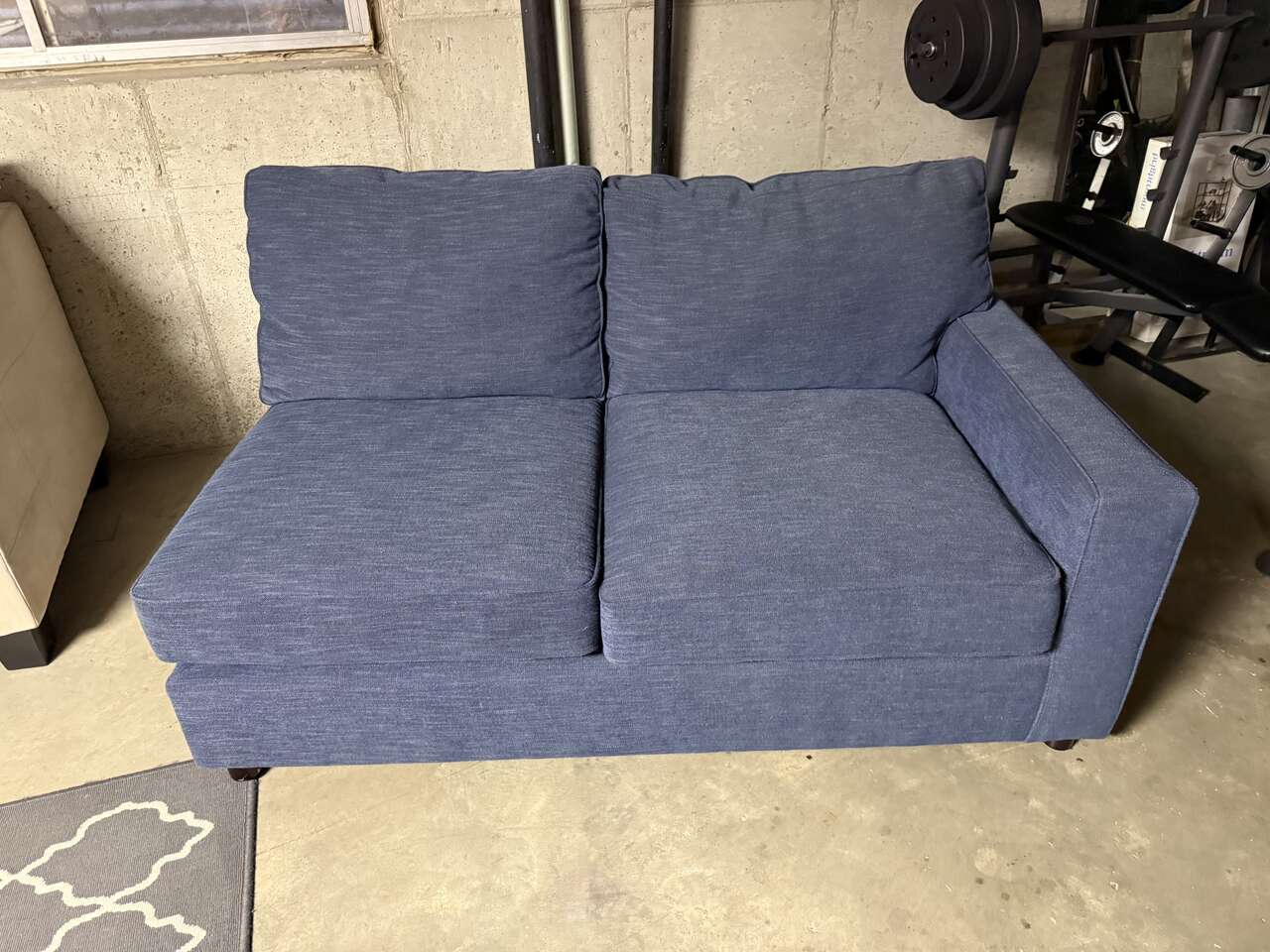 Pottery Barn Performance Weave Dark Blue Navy Blue 2-Seater LoveSeat Sofa Couch