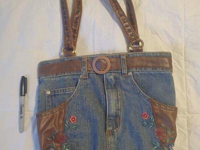 Denim/Jean Purse with floral accents