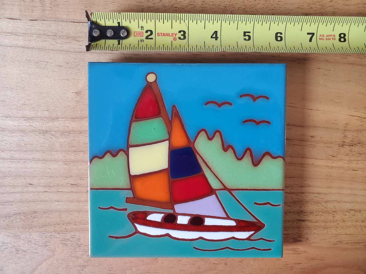 Besheer Art Studio Sailboat Tile Trivet/Wall Art