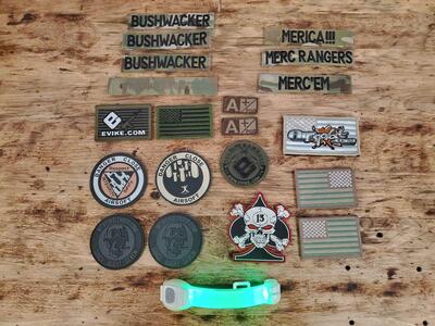 Airsoft patches, custom embroidered, and light up team armband