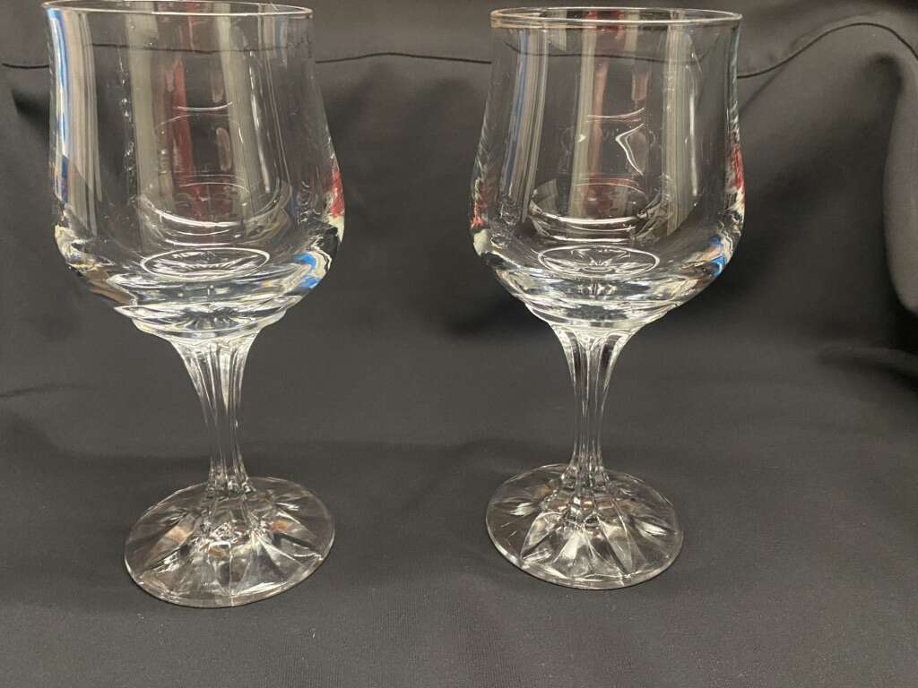 Pair Of Manganese Glass Cups