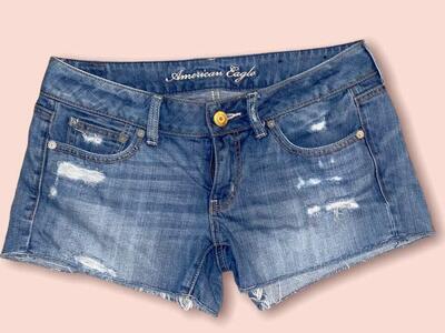 American Eagle Low Rise Denim Shorty Shorts Size 6