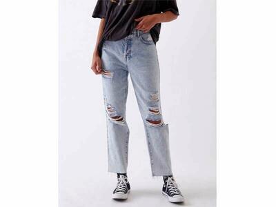 Pacsun Distressed Light High Waisted Straight Leg Jeans - Size 28