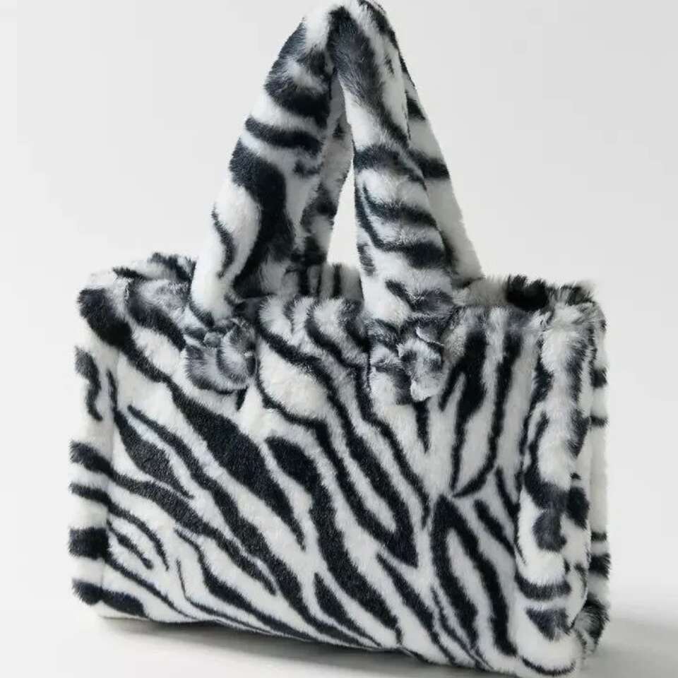 NWOT Urban Outfitters Zebra Faux Fur Medium Tote Bag Purse