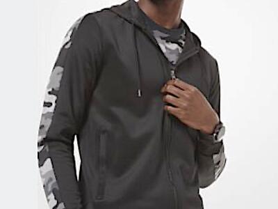 Michael Kors Camouflage Trim Zip-Up Hoodie - Size XL