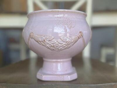 RARE FIND! Vintage California Pantry Glazed Ceramic Pink Pedestal Bowl