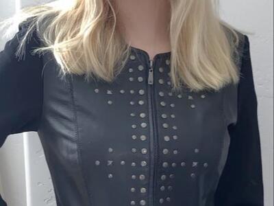 Peter Nygard Genuine Black Leather Studded Jacket - Size Medium