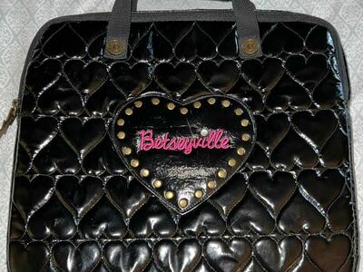 Betsey Johnson Betseyville Black Vegan Leather Laptop Bag Tote - Fits 15 in MacBook Pro