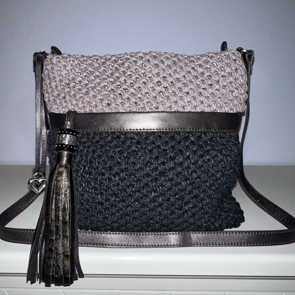 Brighton Woven Black/Taupe Crossbody Bag - New without tags