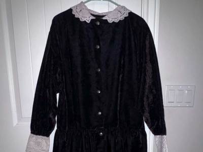 Vintage Livingston Williams True West Black Velvet Dress - Size 2 (Plus)