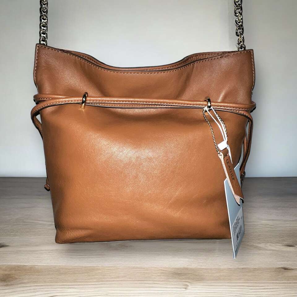 Antonio Melani Brown Leather Priyanka Drawstring Purse - NEW!!