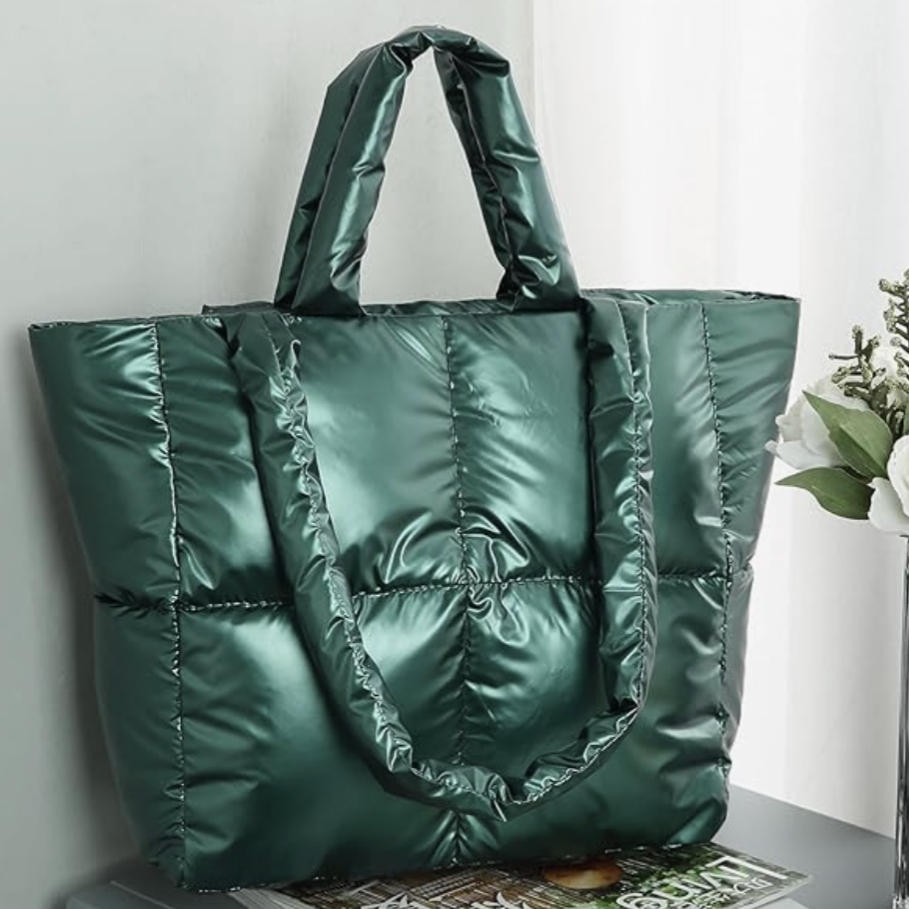 Large Quilted Puffer Tote Bag, Padded Shoulder Straps - New Without Tags