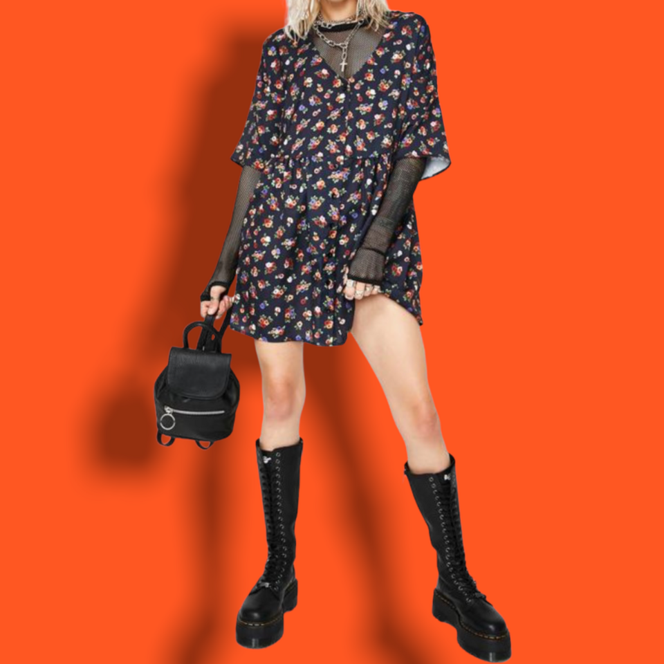 Dolls Kill Broken Thoughts Floral Dress - Size Medium