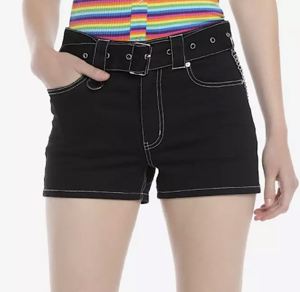 Hot Topic Black Shorts with Bold White Stitching - Size 11