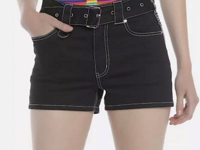 Hot Topic Black Shorts with Bold White Stitching - Size 11