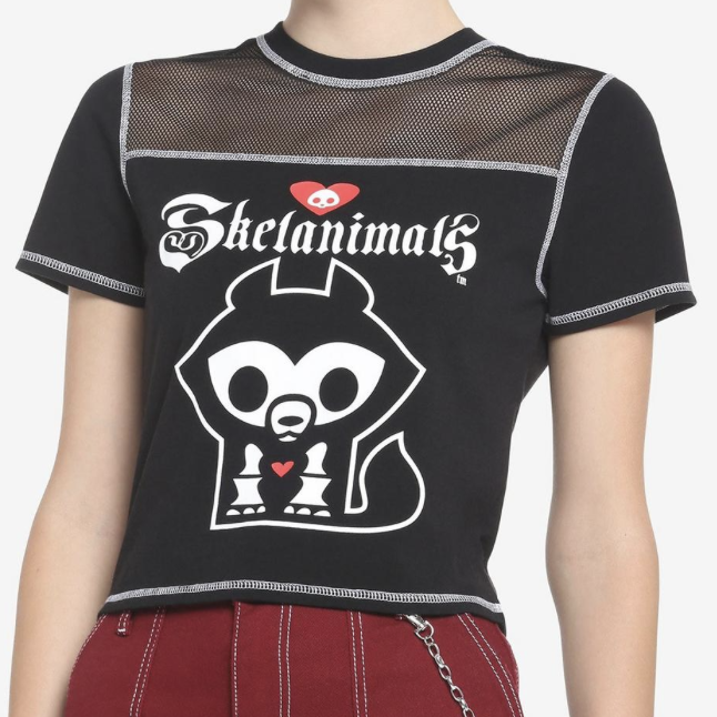 Hot Topic Skelanimals Mesh Shoulder Crop Top - Size 2x
