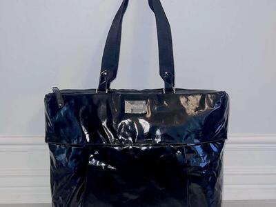 Kenneth Cole Large Black Patent Style Tote Bag