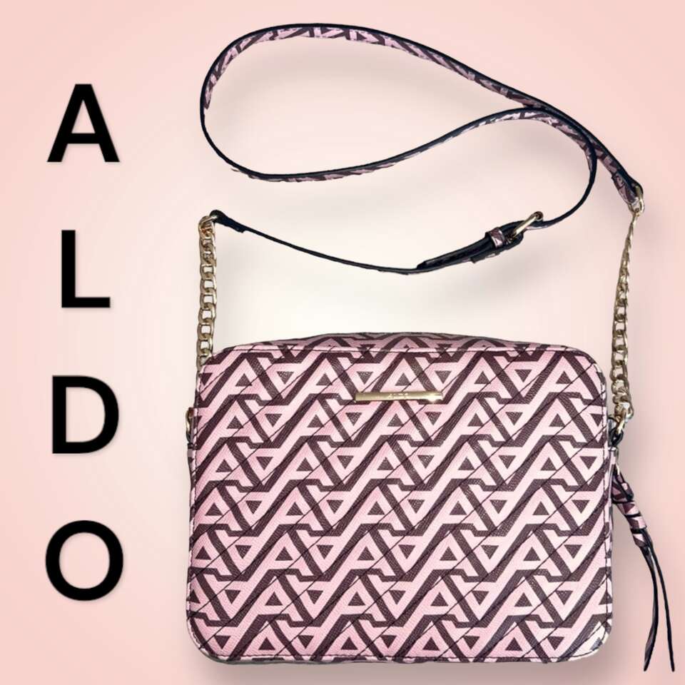 NWOT Aldo Pink and Brown Crossbody Bag Purse - Gold Hardware